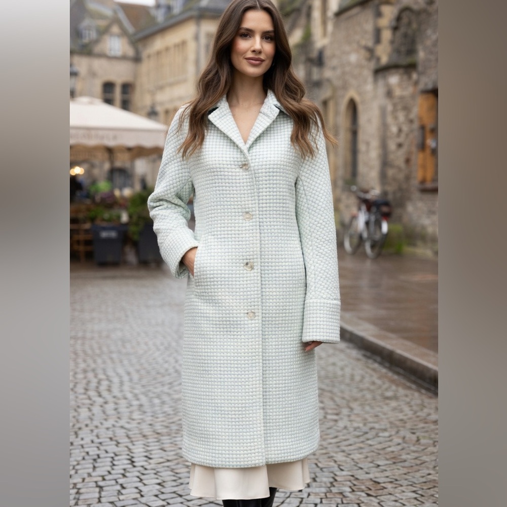 Perry Ellis Soft Blue Trench Coat | Classic Layering Piece | Like New - Picture 3 of 11